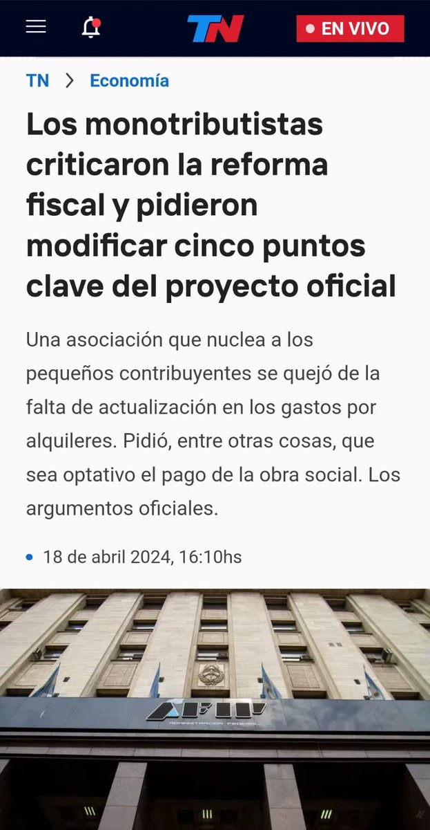 ⚠️⚠️⚠️ #Monotributistas  ⚠️⚠️⚠️
Los medios ya reflejan los puntos que  hay que modificar x parte del <a href="/Economia_Ar/">Cuenta</a> segun nuestra propuesta, en el paquete fiscal que nos involucra, y que se trató HOY en comisión PyH de <a href="/DiputadosAR/">Diputados Argentina</a> 

tn.com.ar/economia/2024/…