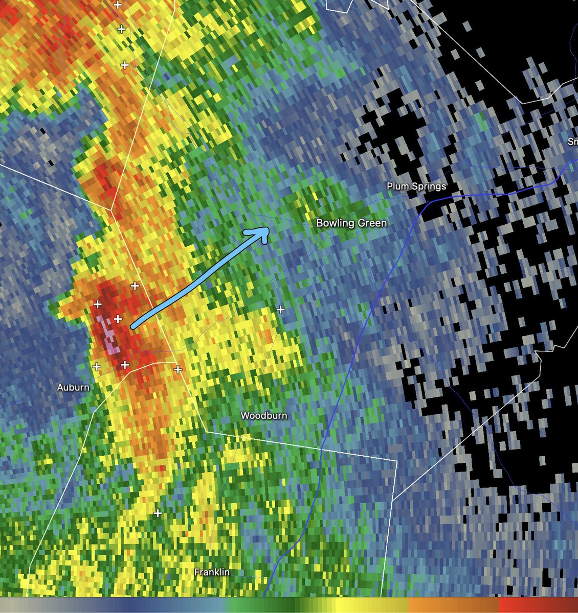 Watching a strong storm, potentially with small hail and strong wind entering western Warren County. #WKU