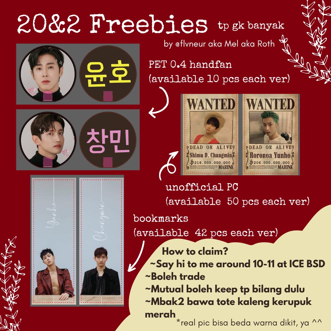 flvneur's tweet photo. TVXQ! 20&amp;2 in JAKARTA freebies

🎐PET handfand (20) pick 1
🔖 bookmark (80)
🎴 PC unoff (100)
🍪 cookies (12)
All available in 2 ver

📍Around Hall 5
🕘 10-11 AM
🎈Claim : show ticket + say hi + what you want
Trade OK
Find tote bag kaleng kerupuk merah

#TVXQ_20n2_JKT https://t.co/RUdYZttMwS