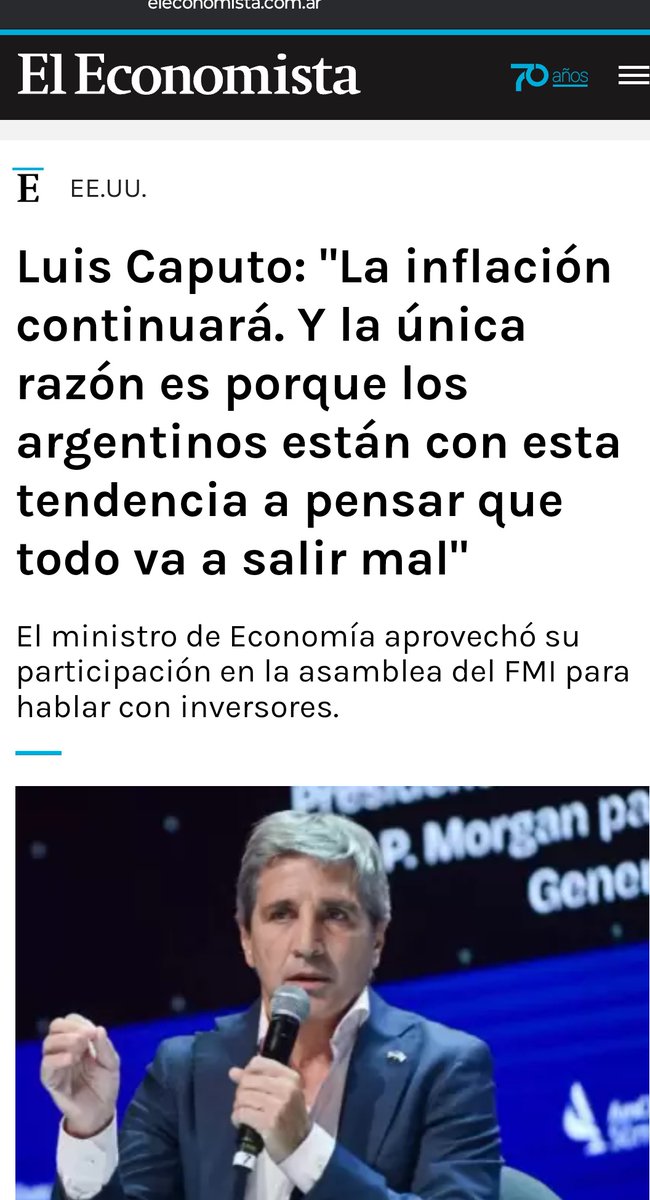 BCrisolbar's tweet photo. Claro che, dejen de pensar en negativo, la inflacion sigue subiendo culpa de los pesimistas k
#inflacion #Argentina #JavierMilei #Caputo # https://t.co/e7EoEIaJ4X