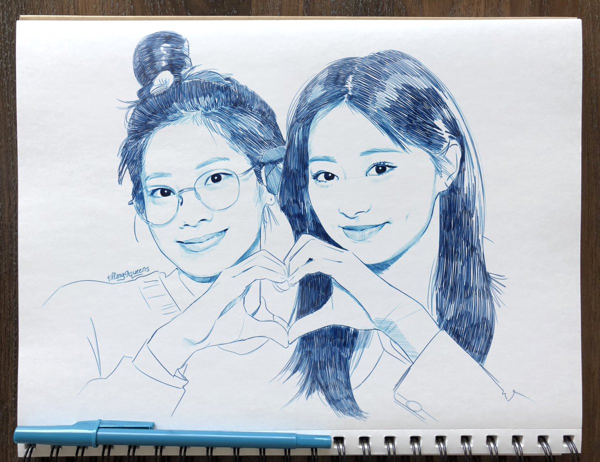 Dahyun & Tzuyu pen sketch ❤️ #DAHYUN #TZUYU #TWICE #Twicefanart #DaTzu