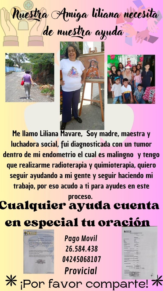 MiMinilopez's tweet photo. Las crisis salud en Venezuela es difícil, ahora mi familia debe costear un tratamiento de Radioterapia para mí Mamá quien pueda ayudar se lo agradecería 
#CrisisHospitalaria #vzla #Saludvzla #ServicioSocial #ServicioPublico #Ayuda https://t.co/6W9ak6wZaN