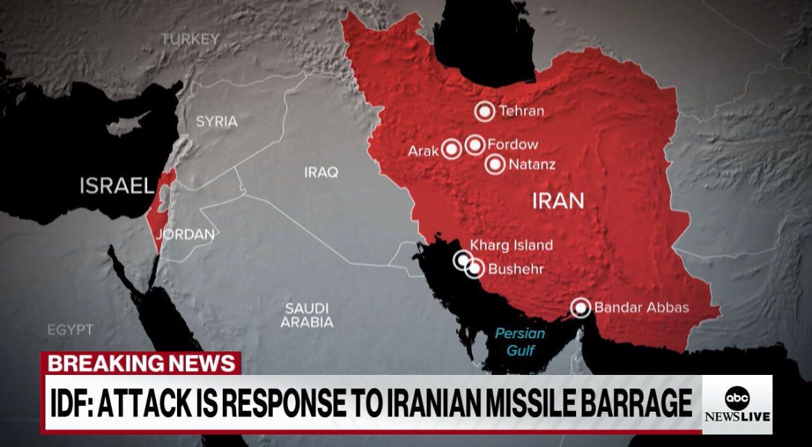 🚨🇮🇷BREAKING: IDF ATTACK IN RESPONSE TO IRANIAN BARRAGE HITS 7 CITIES IDF has reportedly confirmed today's attack is a response to Iran’s attack last weekend targeting. IDF has allegedly hit 7 Cities Inside of Iran: Tehran Fordow Arak Natanz Kharg Island Bushehr Bandar Abbas