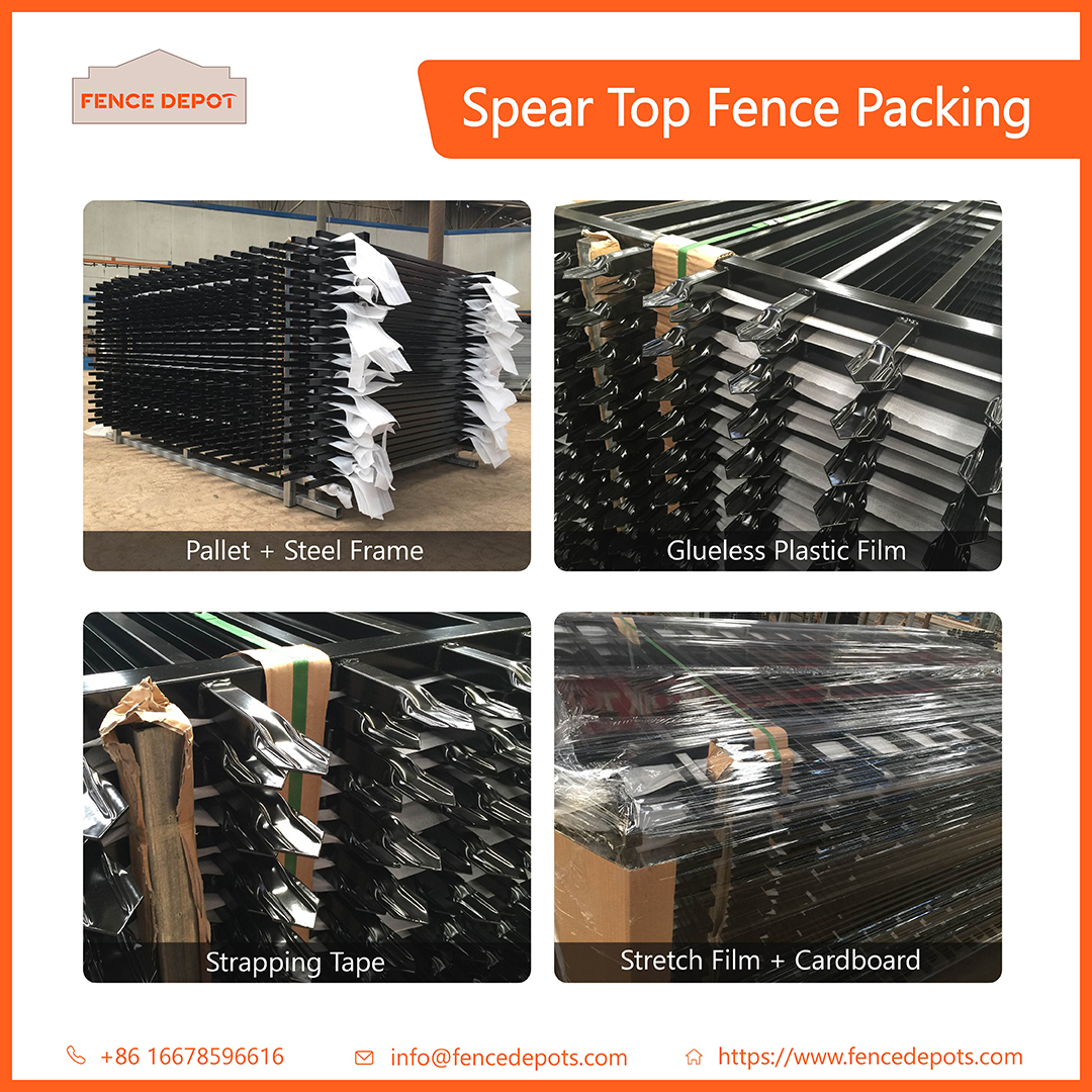 Spear Top Fence Packing
#speartopfence #fencepacking #fence #fencepanel #steelfence #metalfence #securityfence #fecing #packing 
Whatsapp/Telephone：+86 16678596616 
Email: info@fencedepots.com
fencedepots.com/products/spear…