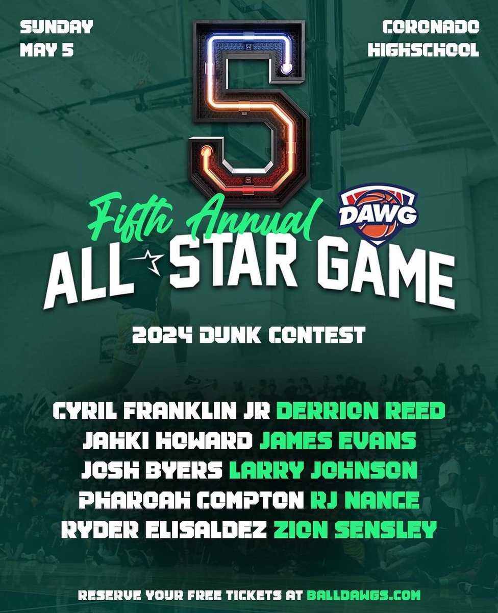 The Rebel Way (@229rebs) on Twitter photo Congrats to #UNLVMBB signee James Evans (<a href="/_nolimitjames/">James Evans</a>) on being named to the 2024 National Boys Roster for the 5th Annual <a href="/theballdawgs/">Ball Dawgs</a> All Star Game!
Evans will also be participating in the Dunk Contest.
The festivities will be held at Coronado HS on 5/5 starting at 11am. Congrats to #UNLVMBB signee James Evans (<a href="/_nolimitjames/">James Evans</a>) on being named to the 2024 National Boys Roster for the 5th Annual <a href="/theballdawgs/">Ball Dawgs</a> All Star Game!
Evans will also be participating in the Dunk Contest.
The festivities will be held at Coronado HS on 5/5 starting at 11am.