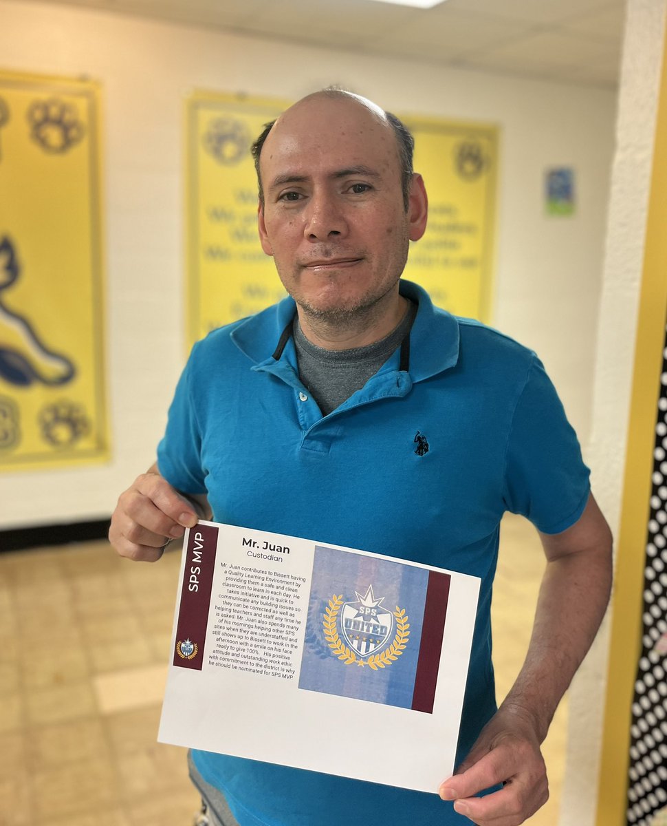 We are thankful for Mr. Juan <a href="/BissettBobcats/">Bissett Elementary</a> for keeping our school clean and safe! Mr. Juan works hard every night to ensure our school is ready to welcome students back each day! <a href="/officialSPS/">Springfield Public Schools</a>