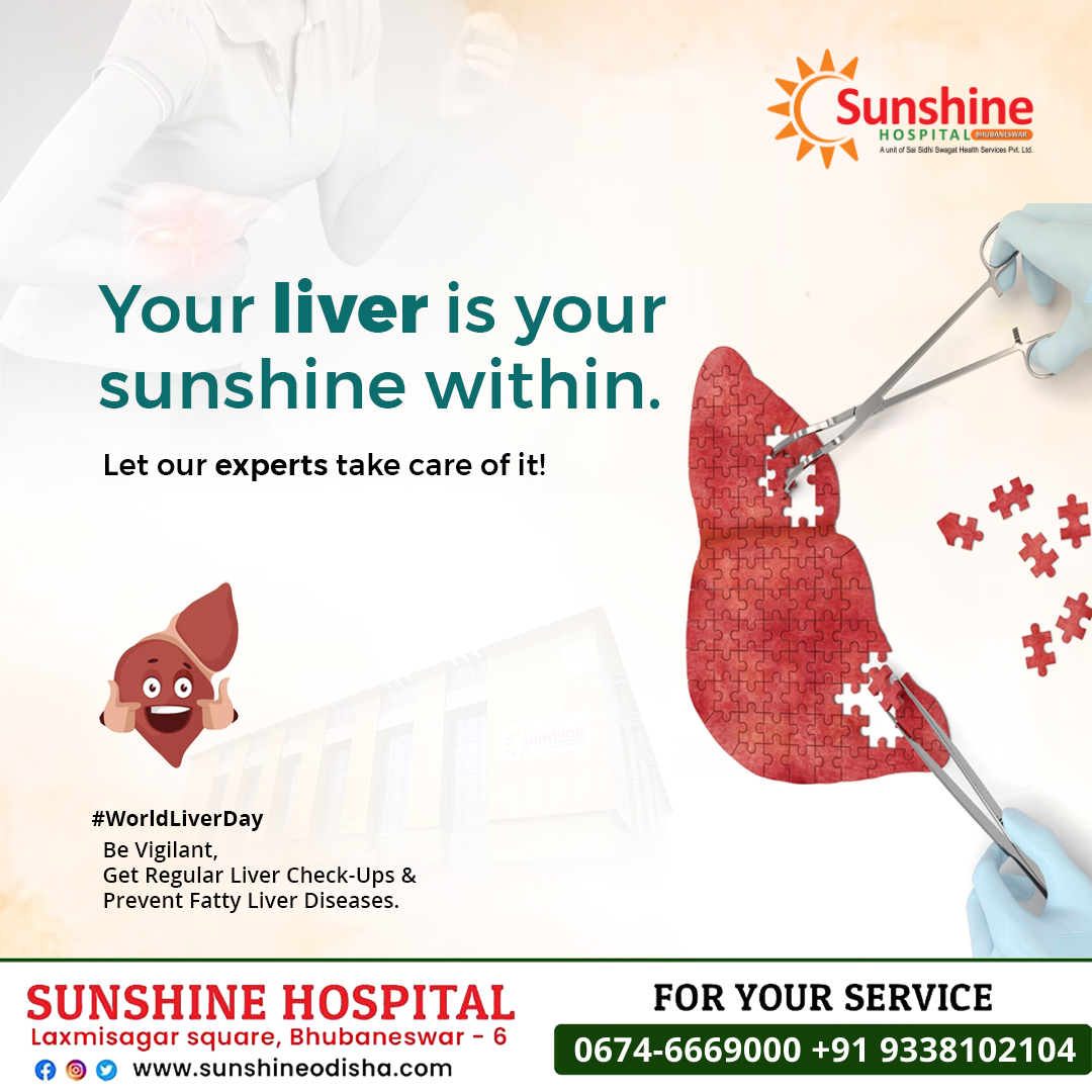 Let your liver shine bright! At @SunshineBBSR, our specialists are dedicated to ensuring your liver's well-being. Celebrate #WorldLiverDay with us!

#liverday #LiverCare #liverhealth #liverhealthawareness #livertreatment #LiverHealthMatters #gastroenterology #sunshinehospital