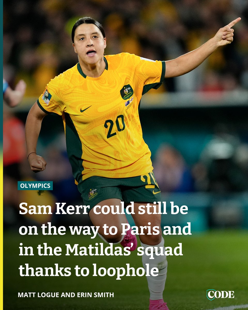 #TheMatildas injured superstar Sam Kerr could be on her way to the Paris Games despite being unlikely to take the field. @mattlogue7 and @_Erin_Smith report. STORY: bit.ly/3vUUojH #Paris2024 | #OlympicGames