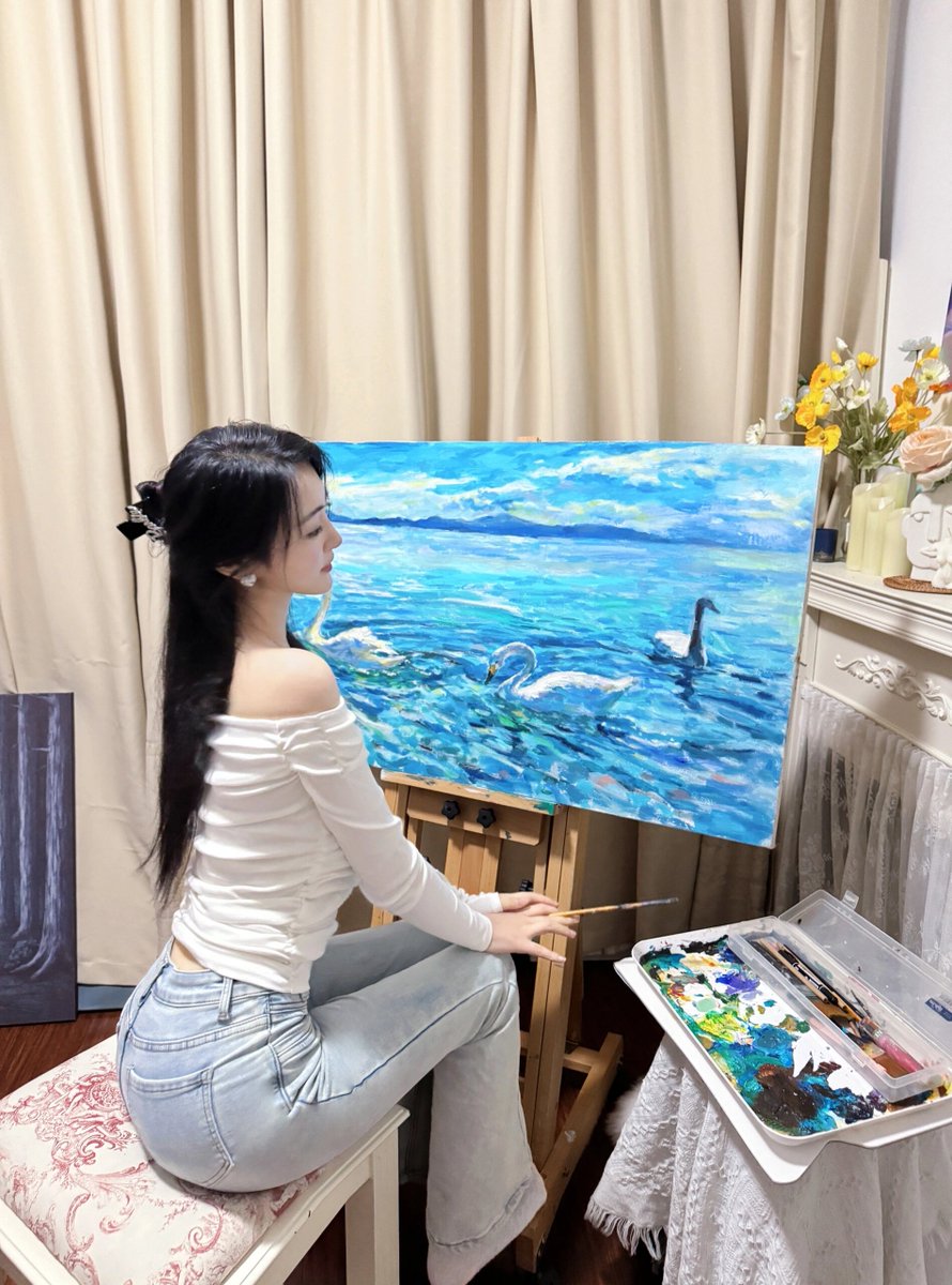 nash_yvett49618's tweet image. 絵は気持ちの写真です🎨
いい気分でいい絵を描きます。
ひどい気分は絵には向きません。
一緒にいてくれる猫がいます🐾
#油絵 #油彩 #油彩画 #絵画 #絵　#油絵の具
  #絵描き  #絵が好きな人と繋がりたい 
 #油絵作品
#絵画好きな人と繋がりたい