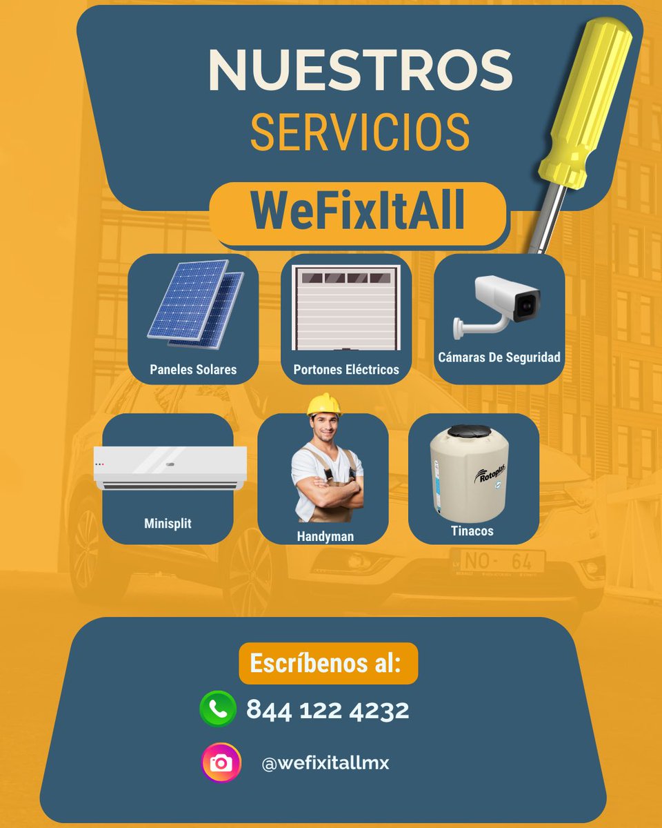 ¿Buscas soluciones integrales para tu hogar o negocio en Saltillo y Monterrey? En WeFixItAll somos expertos en instalación, venta y mantenimiento de paneles solares, minisplits, cámaras de seguridad y más. Confía en nosotros para mantener tu espacio funcionando de manera óptima