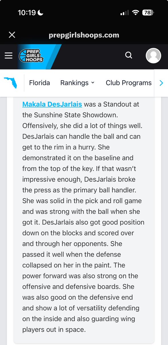 CFE - Blue Heat Gold 16U, Makala DesJarlais, getting notice for her play at The Sunshine Showdown 2 weeks ago.  She’s going to have a huge spring!!! @Makala_DesJ @CFE_BASKETBALL @BKHS_GBB