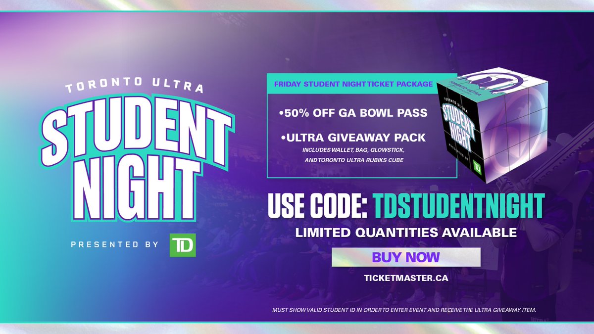 TMU Esports (@tmuesports) on Twitter photo Staying downtown over the summer! Come on out to the COD Major at the MAC with the <a href="/TD_Canada/">TD (Canada)</a> student night!
💰Save 50% on Friday GA Bowl Tickets
🎁 Receive an Ultra Giveaway Pack
🎫Code: TDSTUDENTNIGHT
🔗ticketmaster.ca/artist/2880572… Staying downtown over the summer! Come on out to the COD Major at the MAC with the <a href="/TD_Canada/">TD (Canada)</a> student night!
💰Save 50% on Friday GA Bowl Tickets
🎁 Receive an Ultra Giveaway Pack
🎫Code: TDSTUDENTNIGHT
🔗ticketmaster.ca/artist/2880572…