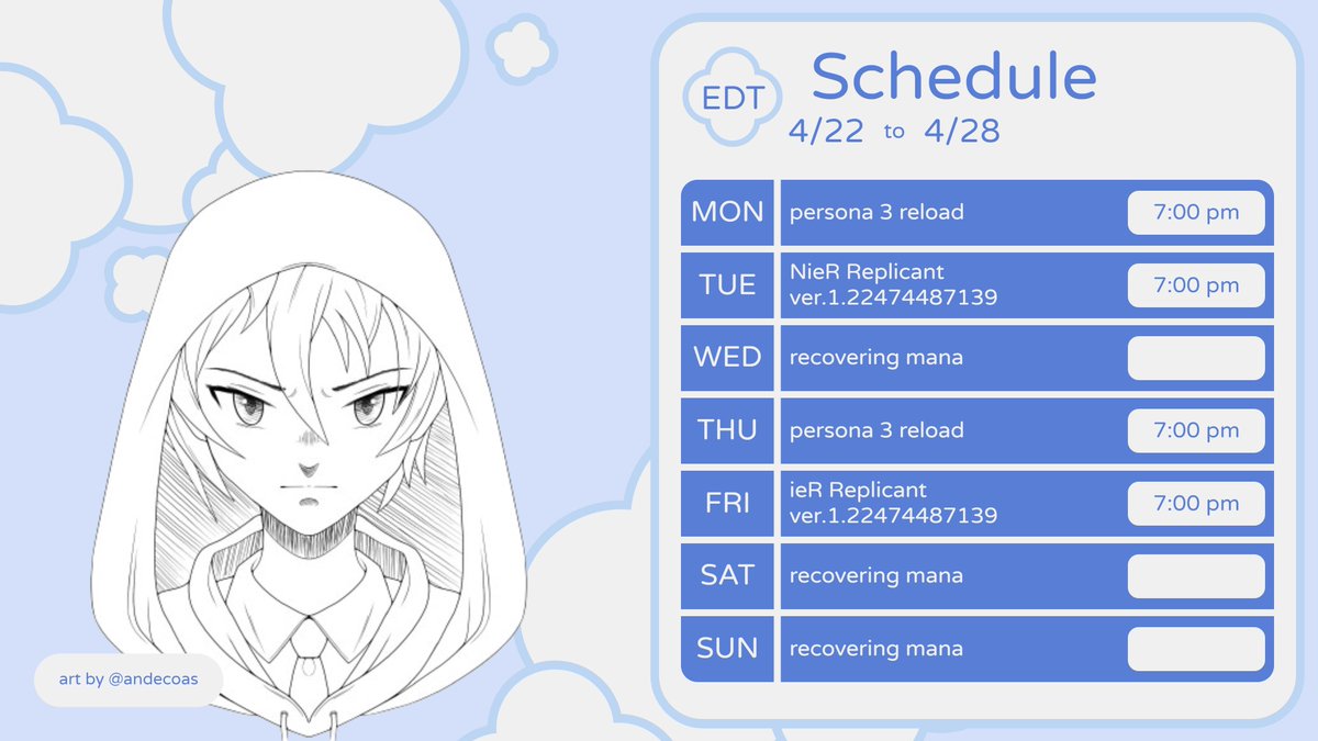 LioniemVT's tweet photo. this will be my schedule for next week , #VtubersEN #SmallStreamersConnectRT https://t.co/qCY8Zq3eC4