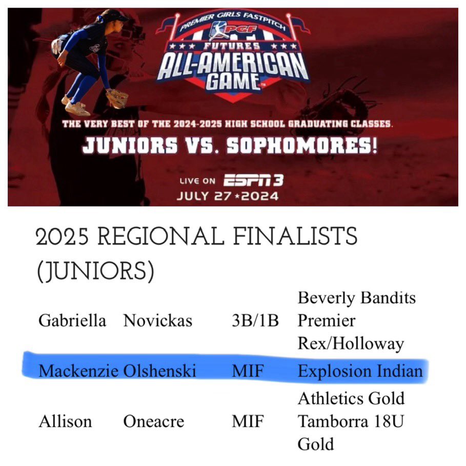 Thanks @PGFnetwork! Humbled to be named a finalist w/ @NCoulsell 
@BretDenio @ExplosionIndian @SCUSoftball @Softball_Home @SBRRetweets @D1Softball @GCarbonatto @LegacyLegendsS1 @TopPreps @FGS_softball @ExtraInningSB @SnapMyAd @CoastRecruits