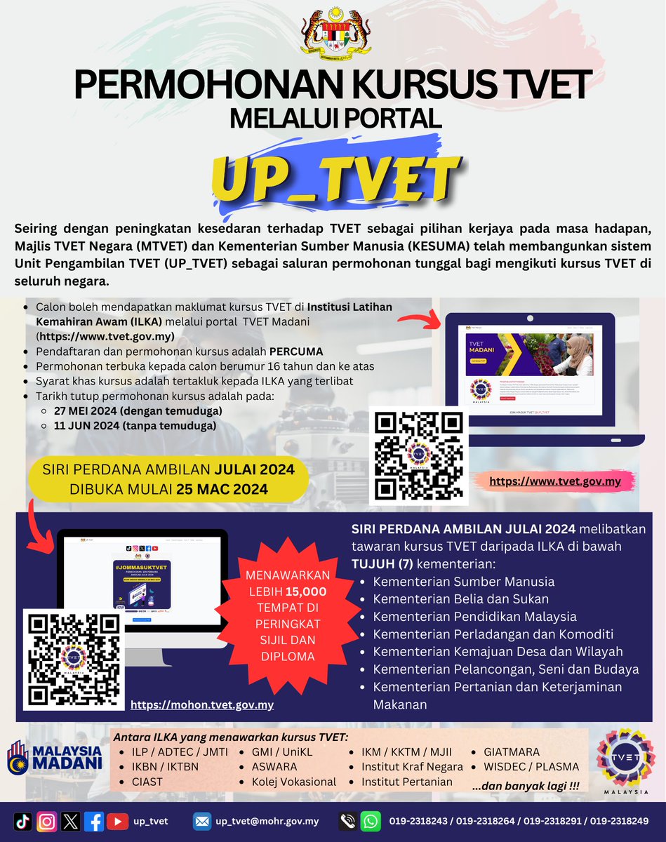 ilpbukitkatil's tweet photo. Dengan memohon di UP_TVET anda boleh menjadi sebahagian dari mereka yang telah berjaya. 
Layari laman sesawang 𝐡𝐭𝐭𝐩𝐬://𝐦𝐨𝐡𝐨𝐧.𝐭𝐯𝐞𝐭.𝐠𝐨𝐯.𝐦𝐲/ https://t.co/qNk944m5Eq