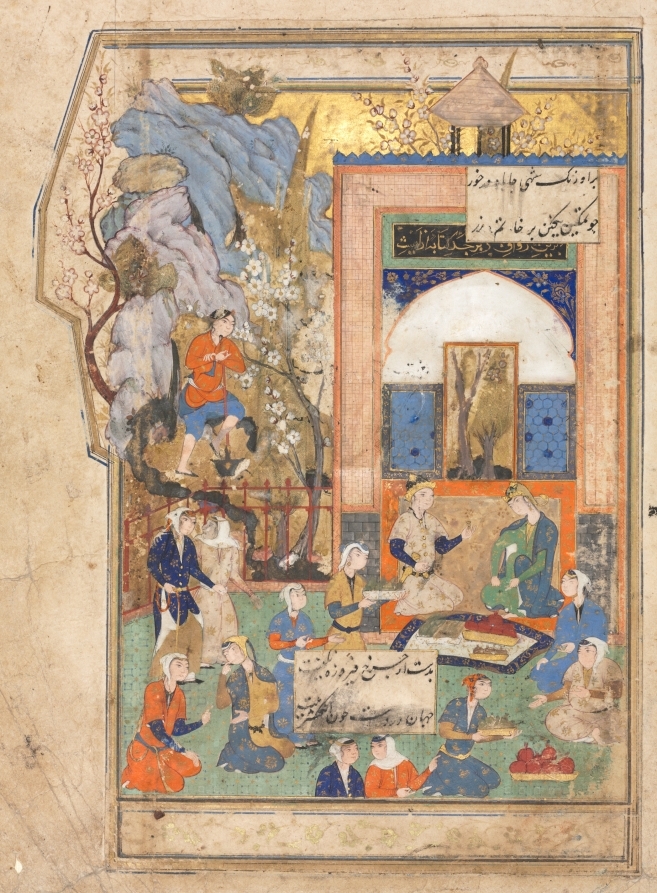 Yusuf and Zulaykha (Recto); Illustration and Text (Persian Verses) in an Anthology with some verses from Haft Awrang (Seven Thrones) of Jami; The Fifth Throne clevelandart.org/art/1947.501.a