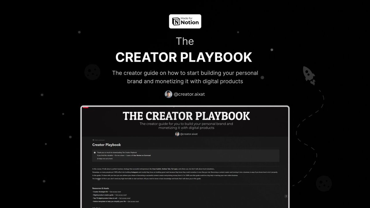 Personal brand + Digital products really a killer combo I started 2 month ago and made $100-$200 everyday while I'm just at 120 followers If you want to learn how, I've created Creator Playbook to help you start Like, retweet & comment 'Guide' to receive it (Need to follow)