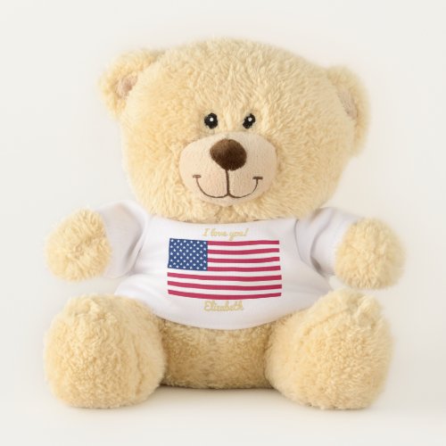 I Love You Custom Name USA Flag Soft Cuddly Cute Teddy Bear zazzle.com/i_love_you_cus… #Patriotic #redwhiteandblue #AmericanPride