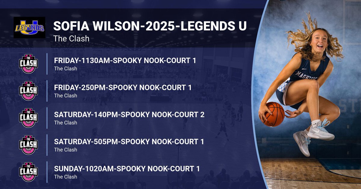 Check out Sofia Wilson this weekend at The Clash! Sofia plays for Legends U 2025! Good Luck! @Legends_Bball @sofia_wilson2 #MagsProud