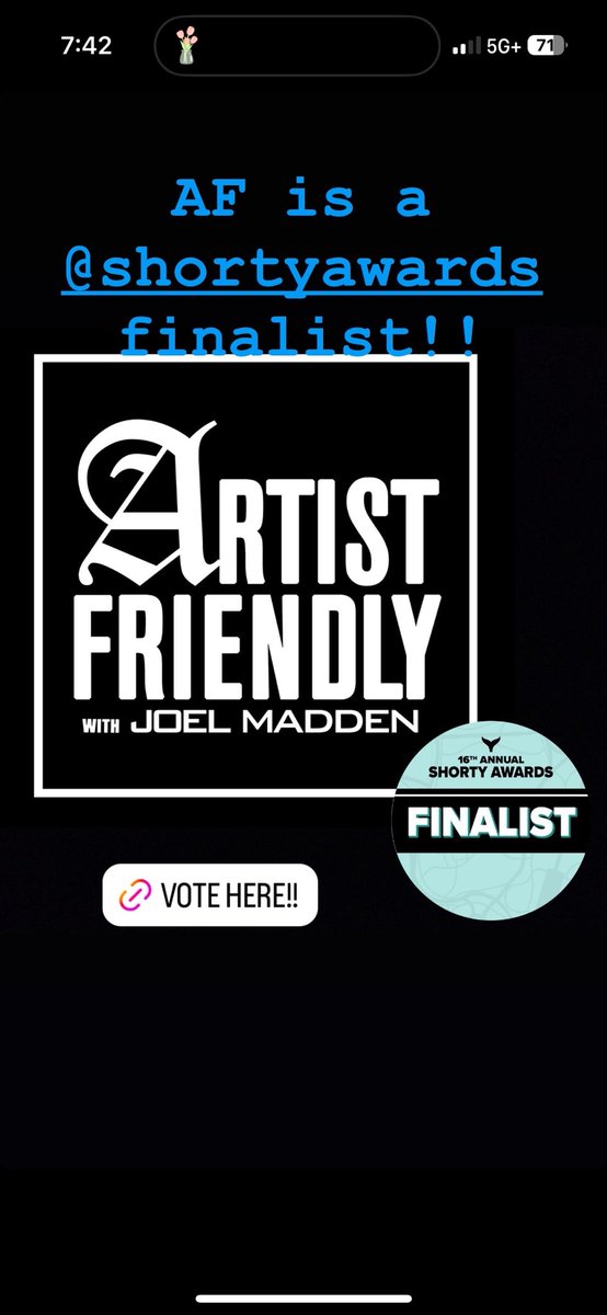 Go vote for @JoelMadden <3 shortyawards.com/16th/artist-fr…