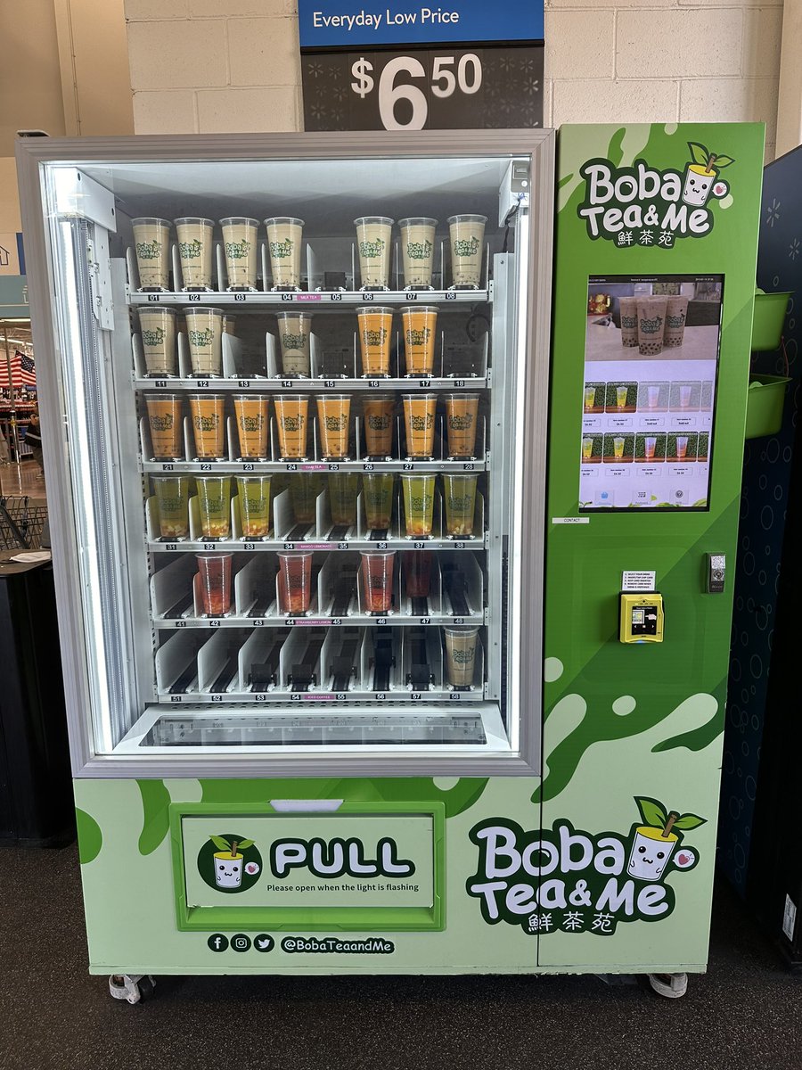 Boba Tea Vending Machine
at Walmart Superstore in Rosemead.

I didn’t try it, as the flavors didn’t appeal to me at $6.50.

#bobatea #bobavendingmachine #vendingmachine #rosemeadfood #inthe626