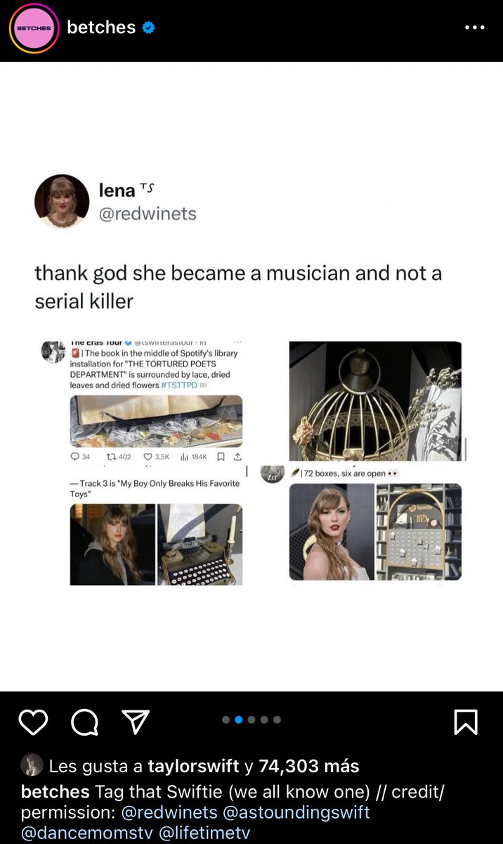 swiftsenapuros's tweet photo. taylor le dio like a esto 😭😭😭 https://t.co/0vQAvWvCMN