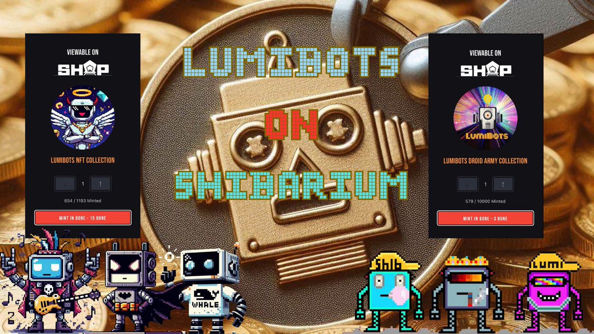 Lumibots_art's tweet photo. 4/18/24 #LumiBots project update👇🧵 

#LumiBots OG Collection- Currently at mint #654 our next scheduled giveaway will be at mint #675 only 21 mints away! All #LumiBotsOG holders qualify for the giveaway. Minting for 15 $BONE on #ShibCoOp & #MantraProtocol tradable on @NestXNFT 

#LumiBots (LDA) Collection- Currently at mint #570 minting for 3 $BONE per on @ShibCoOp & @MantraProtocol tradable on @NestXNFT Giveaway soon for this collection also.