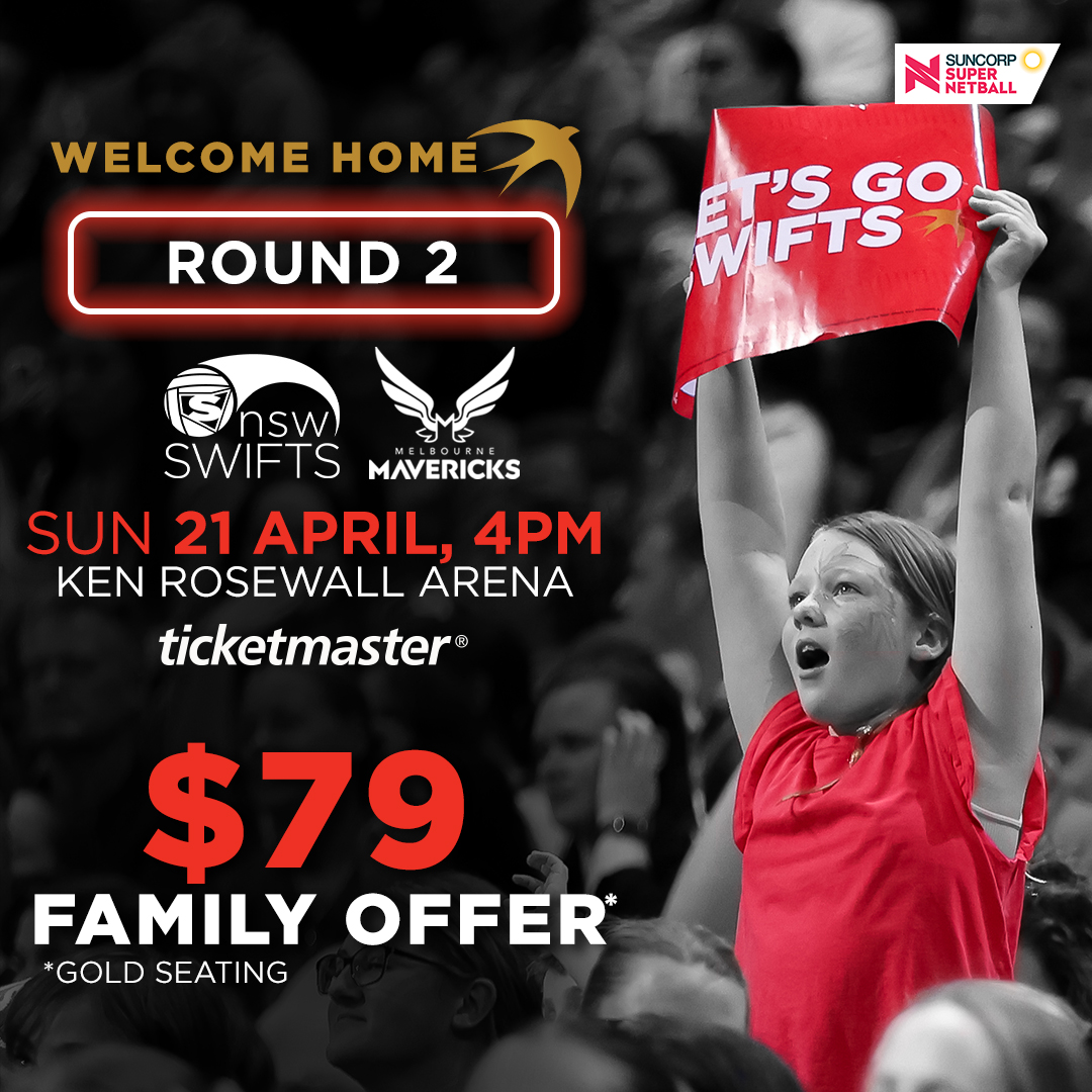 Our first home game of 2024 is only two sleeps away 😍 Your family can experience Gold Seating at the world's best netball league this Sunday for only $79. Use the below link and code to redeem the offer. - CODE: GOLD2FAMILY - LINK: ticketmaster.com.au/event/2500605B… #AlwaysASwift
