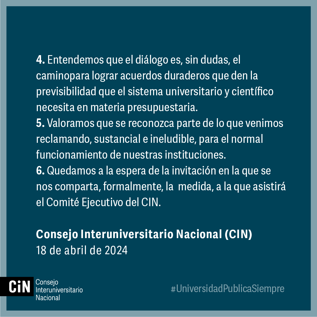 Ante la propuesta que acaba de hacer pública el Gobierno nacional a través de los medios de comunicación sobre nuevas medidas de la Secretaría de Educación, el <a href="/CINoficial/">CIN</a> informa 👇