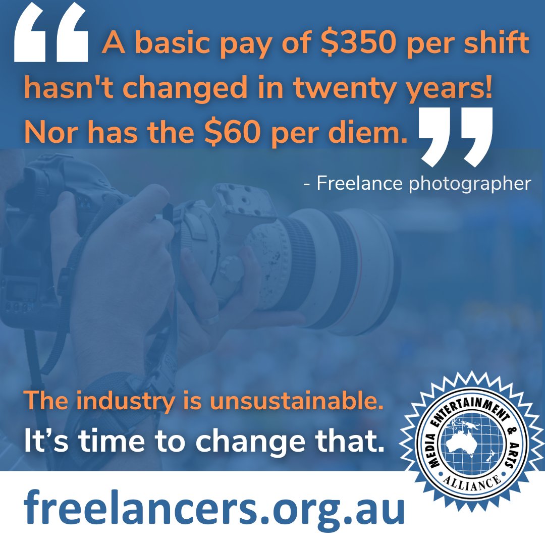 For decades, rates for media freelancers have gone backwards in real terms. It's time to change that. When freelancers are united and organised, we can win the respect we deserve. freelancers.org #FairGo4Freelancers #MEAAmedia