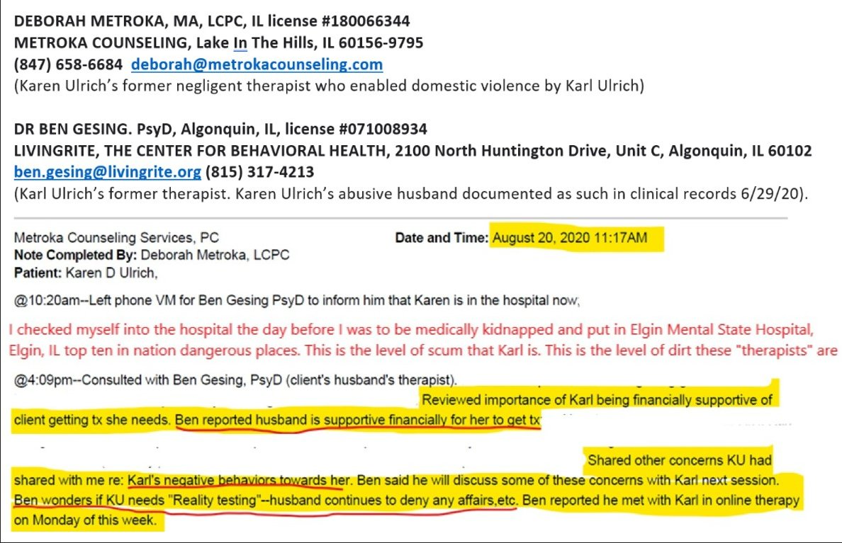 KarenUlrich_DID's tweet image. In 2020 my corrupt therapist &amp;amp; now ex husband&apos;s therapist colluded to #involuntarilycommit me because of #realitytesting for #Delusions Karl Ulrich was having affairs. One of Karl&apos;s friends gave me a heads up the day before so I checked myself into a place &amp;amp; pissed them off.