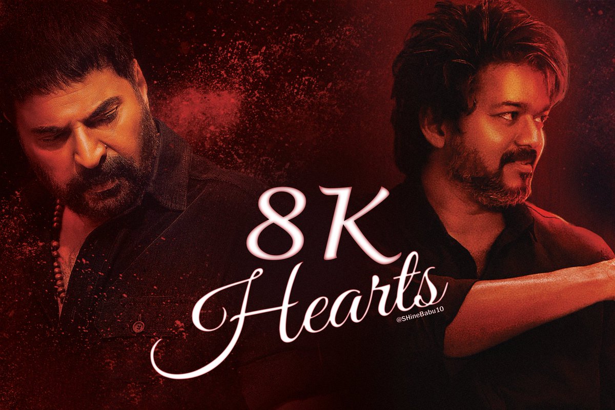 Reached 8K Hearts !! Thanks for all ur love & support🙏 #Turbo #TheGreatestOfAllTime #Mammootty #ThalapathyVijay