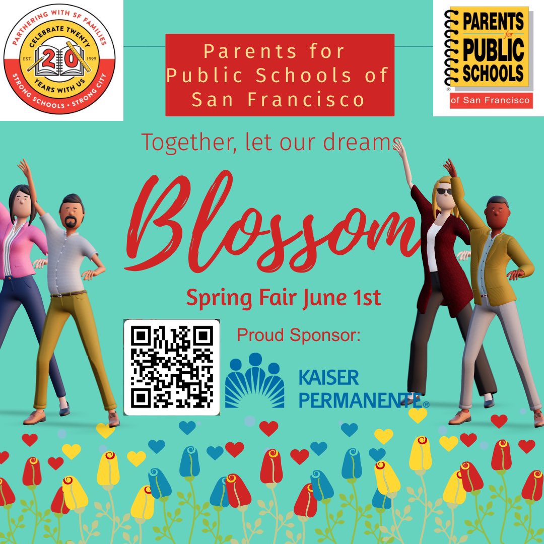 🌸🎉 Exciting news, San Francisco! 🎉🌸 Join us for the annual Spring Fair, organized by parents for our public schools! Proudly sponsored by Kaiser Permanente. 'Let’s celebrate public schools and parent wellness' 🌼 #SpringFair #CommunityStrong #SupportOurSchools