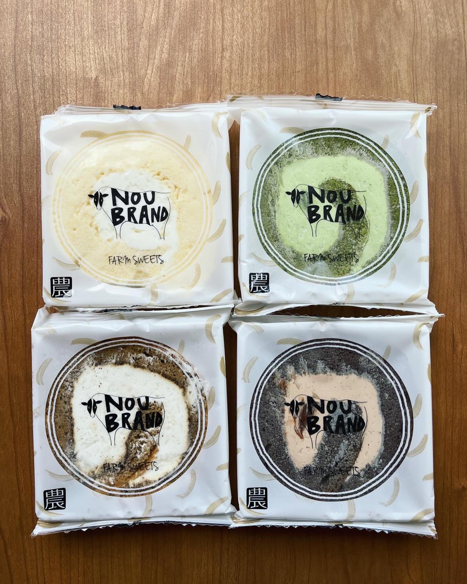 愛知県名古屋市の洋菓子屋さん NOU BRAND （農 ブランド ） nou-brand.com カットしたロールケーキの包みと　 箱の絵を担当しております 本店のお近くの方　 栄三越　名古屋名鉄　中部国際空港　にも お店があるようです オンラインショップでも販売しています