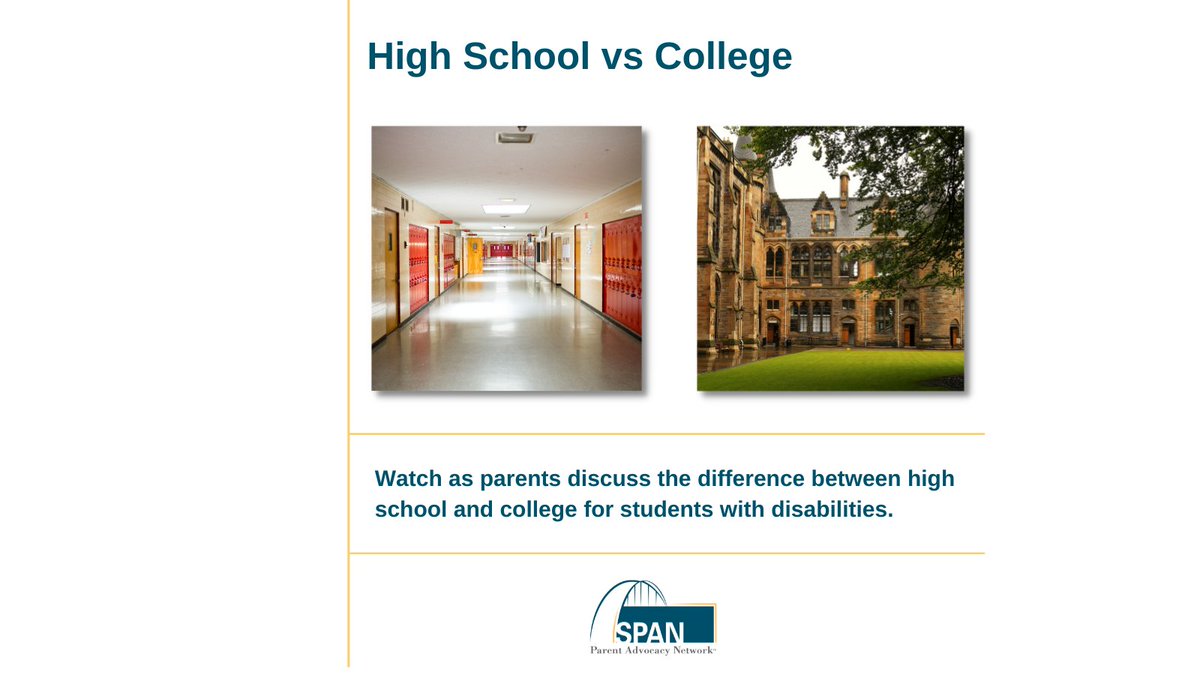 High School vs. College: Watch as parents discuss the difference between high school and college for students with disabilities. youtu.be/EGNis7hSjwM?si… #Transition #RAISE #ThinkCollege #NJIHEC