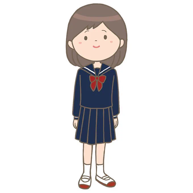 中学生の女の子のイラストです。 セーラー服を着ています。 #フリーイラスト #フリー素材 #看護師イラスト集 看護師イラスト集 中学生女子のイラスト