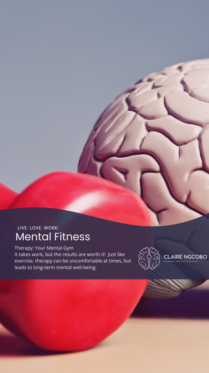 Sweat it out... mentally! Therapy can be like the gym for your mind. It might not always be easy, but the long-term benefits are #MentalHealthAwareness #TherapyWorks #ClaireNgcoboPsychology