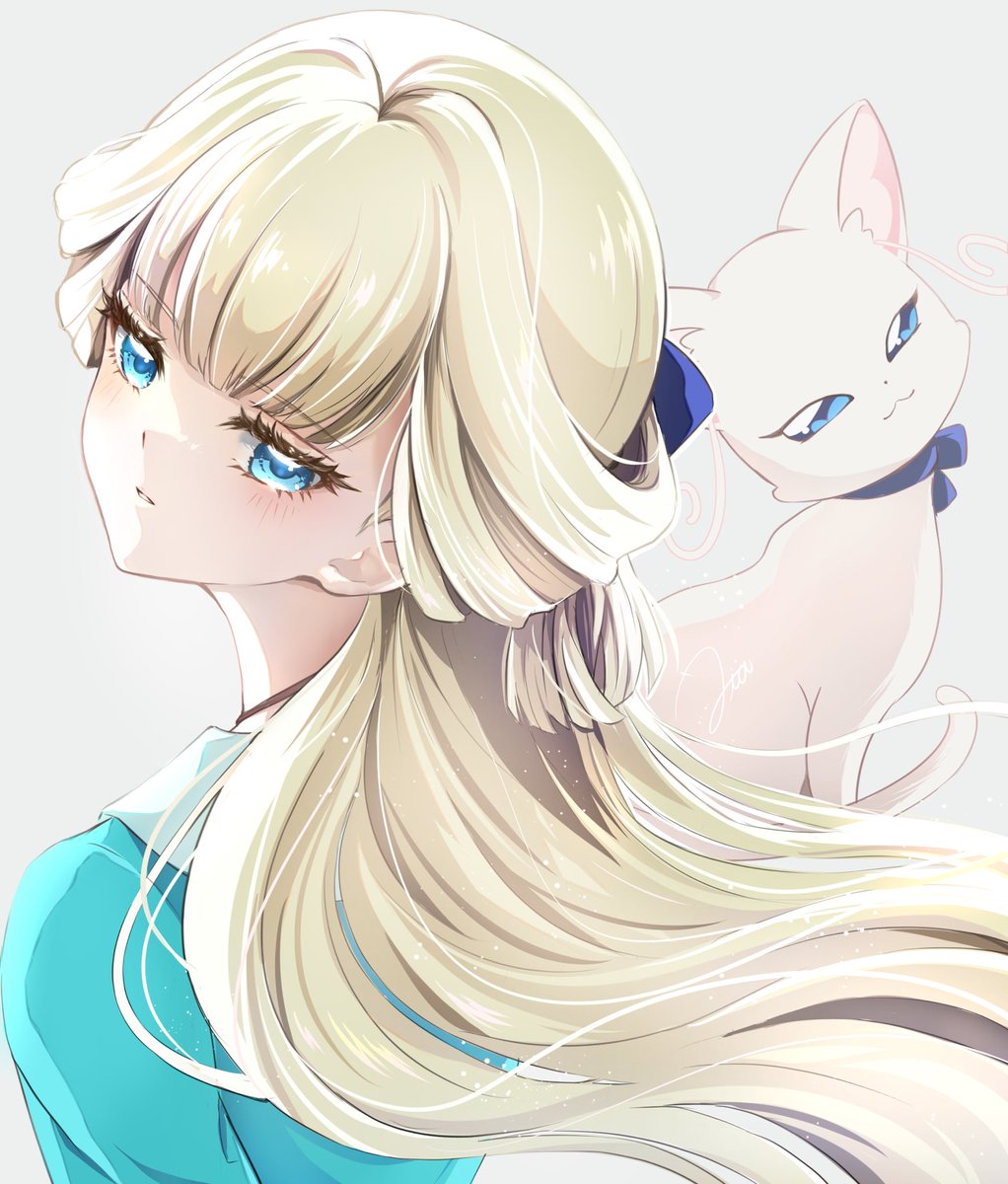 「ブルーの瞳に色白なお肌髪飾りのリボンがユキちゃんにそっくりな謎の美少女さん 」|Utaのイラスト