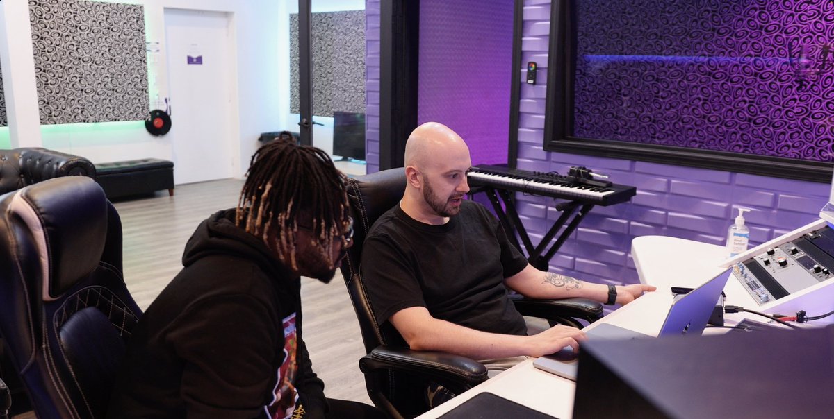 itstalentnight's tweet photo. We were either working on our new song Glory, or looking at the NBA standings - the focus looks the same https://t.co/3v1jWDuv3u