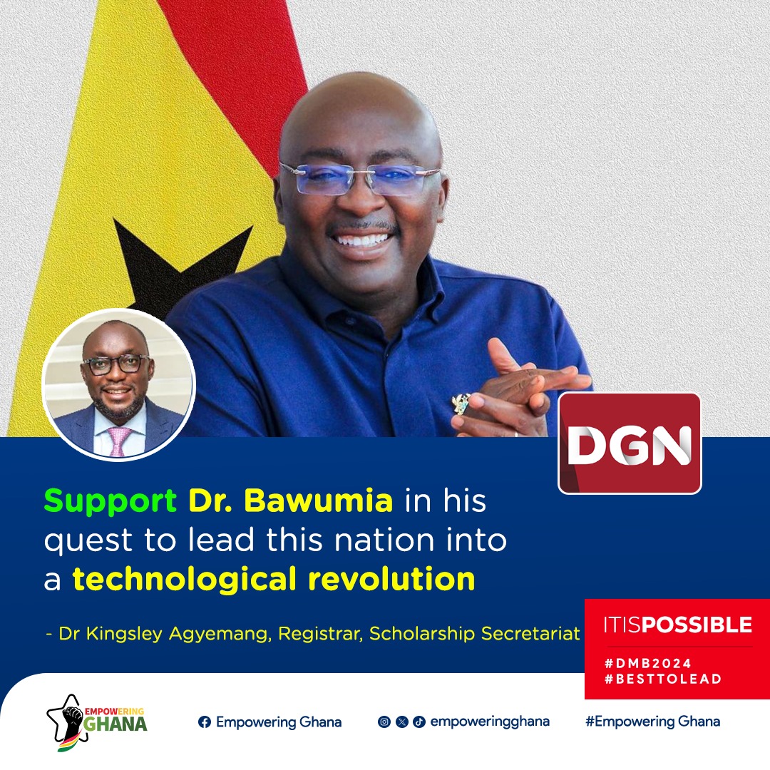 Backing Dr. Bawumia means aligning with a visionary leader who holds the key to Ghana's brighter future

Vote Dr. Bawumia

#EmpoweringGhana #Ghana #Bawumia2024 #itispossible #DMB2024 #Bawumia #boldsolutionsforthefuture 

Kawku Manu Abena Korkor #HenryFitz #ChasingGoldWithNanaAba