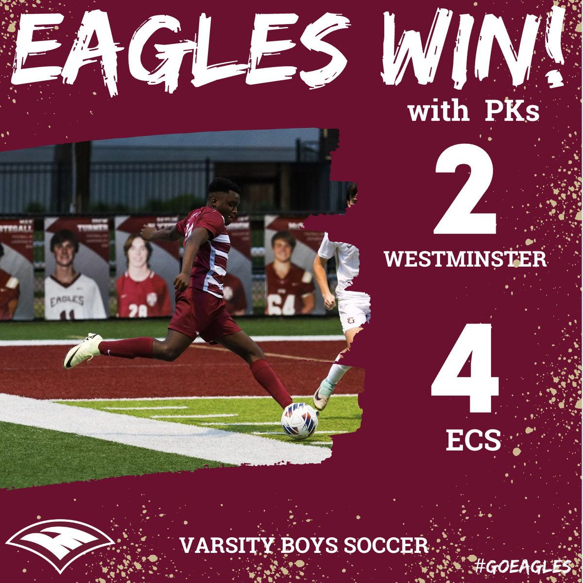 Soccer defeated Westminster 0-0 regular time with PKs made by Seth Ross, Diego Lainez, Matthew Wiley, and Claude Fox! 4-2 was final after PKs! #GoEagles