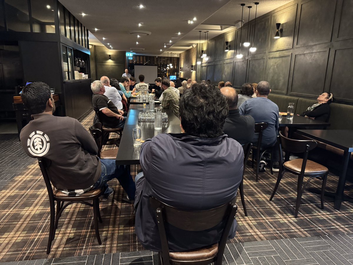 Vaxman80's tweet photo. Another great night this Monday night for #GodAndBeer April, with 50 on hand at the Notting Hill Hotel to see Dr Brendan Triffett talk on ‘Divine and Human Fatherhood’. Brendan discussed what human fathers should learn from our Divine Father in the raising of their families. https://t.co/AvW18YYo2i
