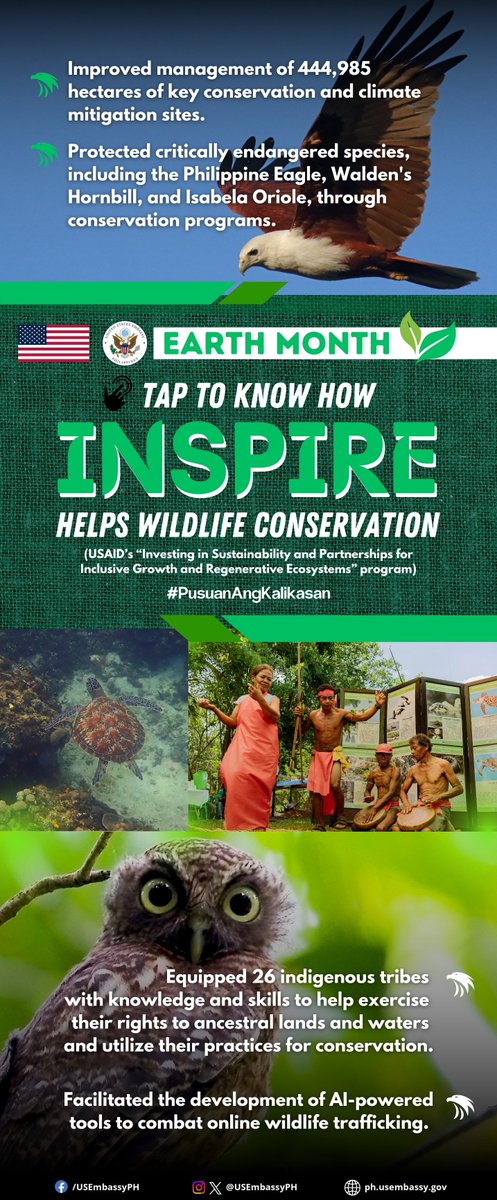 Get to know one of the [earth] environment programs in the🇵🇭reaping green results for our partner local communities. This is @usaid_manila 's #INSPIRE. Tap the image to learn more. #PusuanAngKalikasan #EarthMonth2024