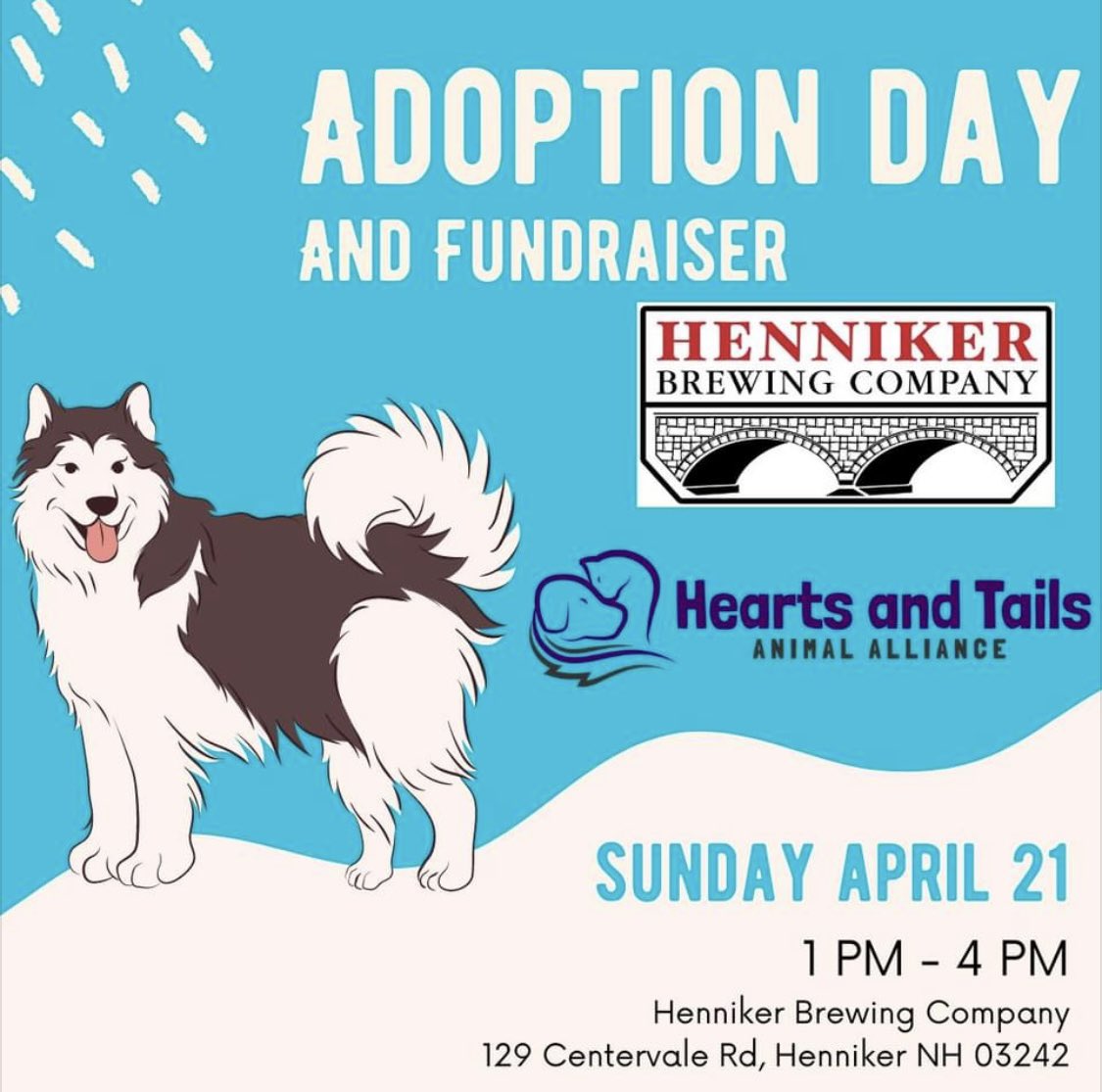 🚨REMINDER🚨 This Sunday April 21st from 1-4pm is our dog adoption event with Hearts and Tails! 🐶🍺

TOLA-Rose food truck will be here from 12-5pm on Sunday as well! 🍝

See you there! 🍻