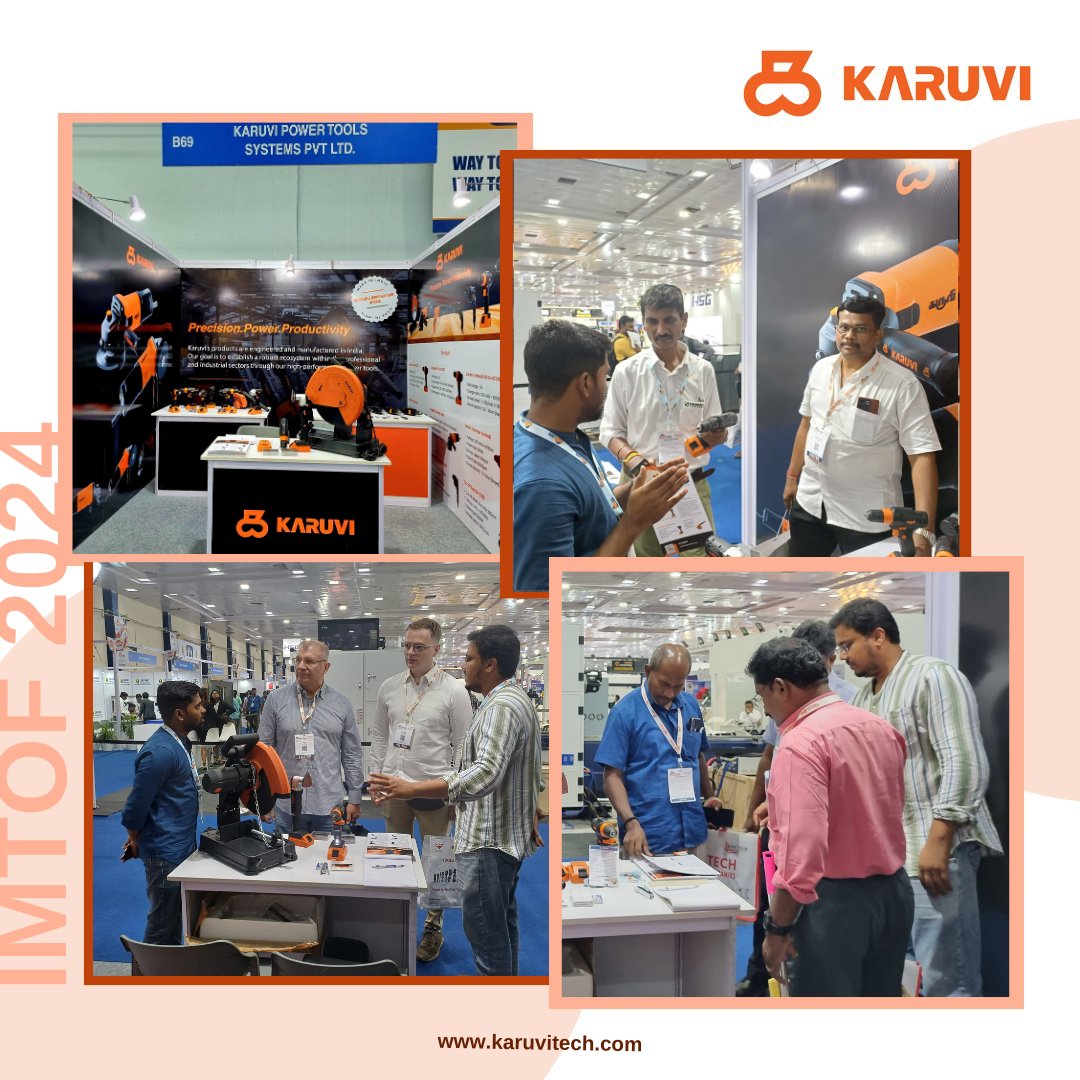 Karuvitech's tweet photo. Karuvi at IMTOF 2024! Find us at B69 | Chennai Trade Centre | 20, 21, 22 Apr 2024.
https://t.co/U59StCjz5t
#Karuvi #IMTOF2024 #MultiTool #PowerTool #Driller #AngleGrinder #RotaryHammer #Saw #Innovation https://t.co/vM8Ylsrh49
