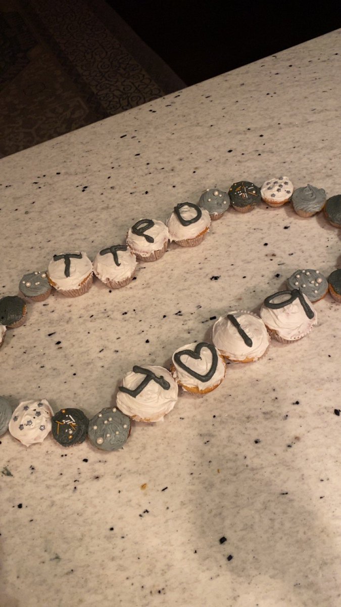 thisiseltryingg's tweet photo. @taylornation13 did i hear we’re baking?🧁🤍 #TSTTPD #TTPDBoardMeeting https://t.co/fEUq93onoz