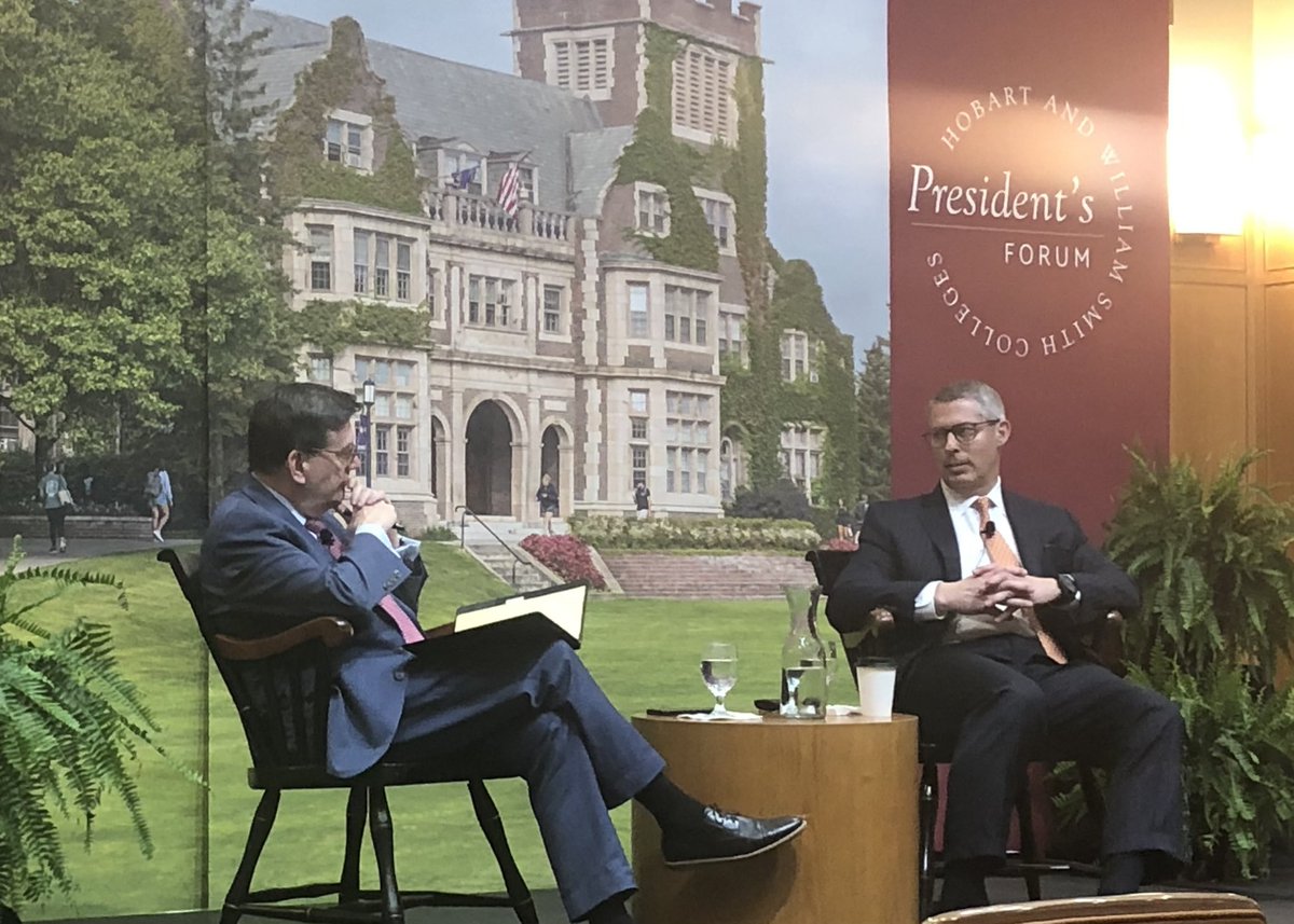 Great insight shared last night on campus with alumnus Rob Karofsky ‘89, President of UBS Investment Bank, in our President’s Forum. Similar to his football experience, he emphasized the importance of culture, mentorship, grit & thriving in your current role. #TheHobartWay