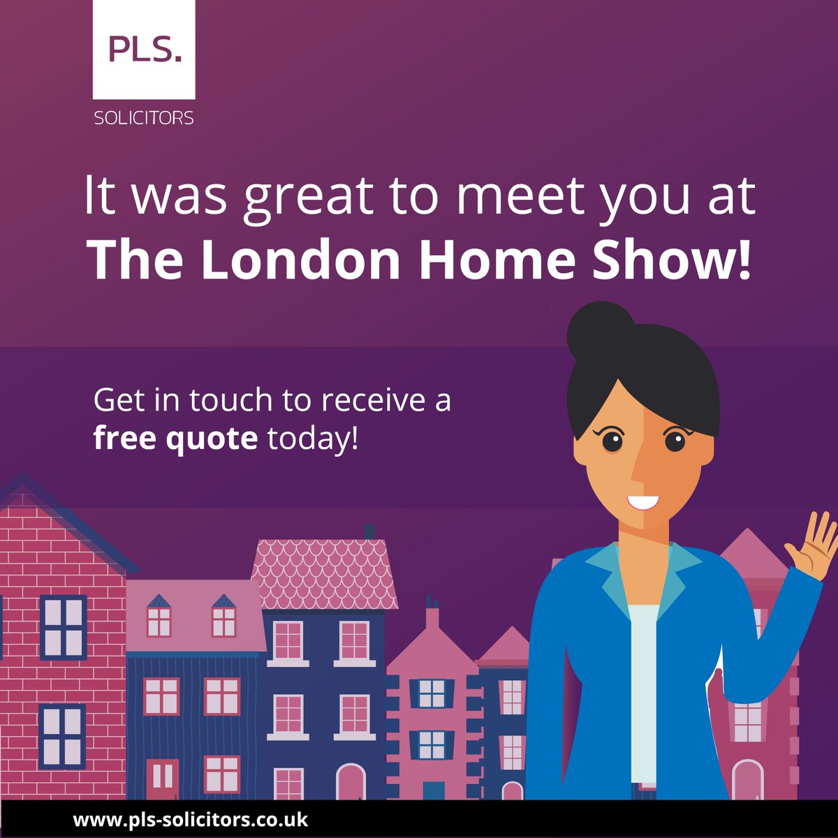 Did you see us at the London Home Show last week?
Whether you're looking to get on the property ladder, have found your dream home and don't know where to start or need a little help understanding the jargon, we're here to help. 
pls-solicitors.co.uk/get-a-quote 📷📷
#LondonHomeShow