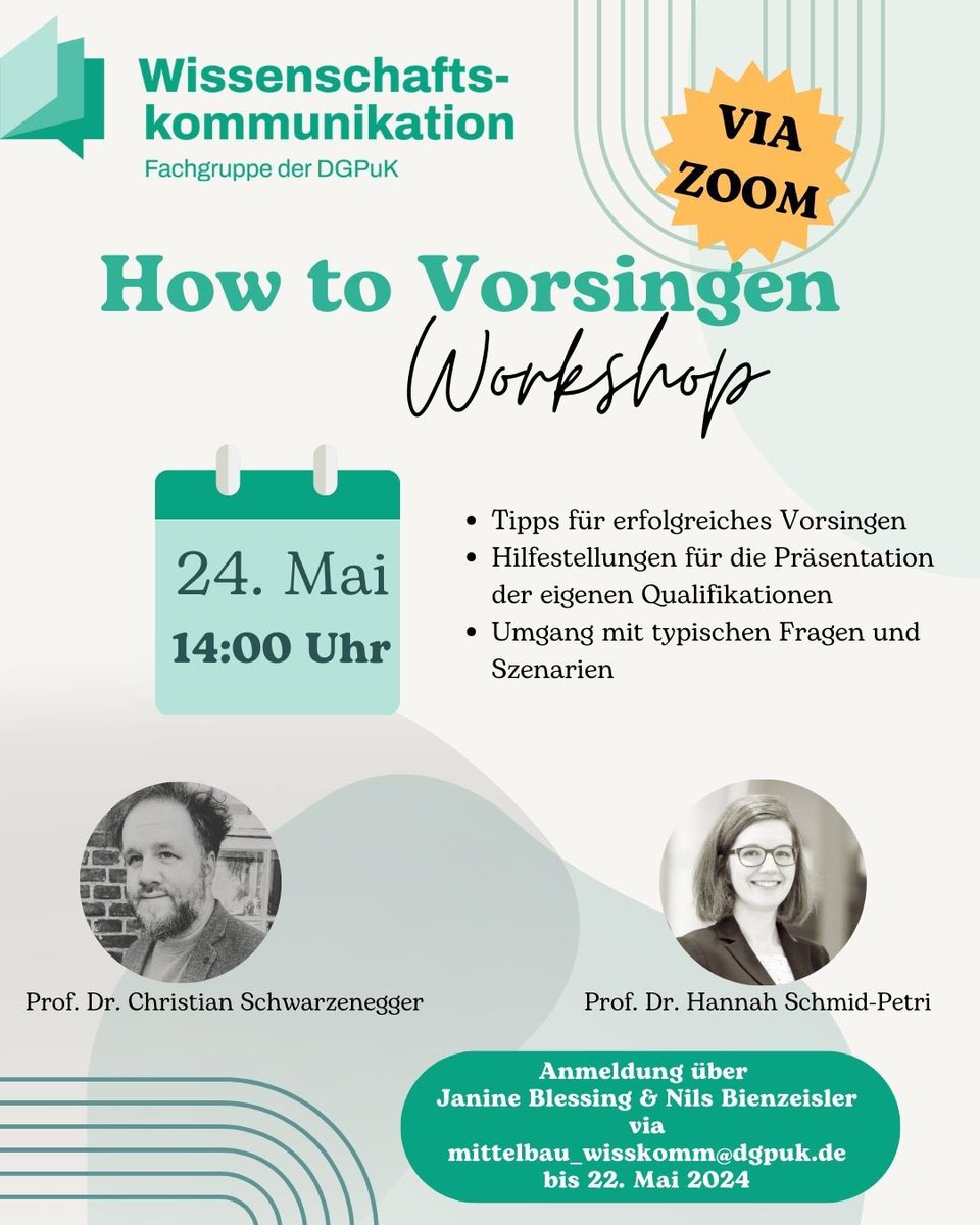 Spannender Workshop für den DGPuK Mittelbau zum Thema „How to Vorsingen“ am 24. Mai um 14:00 Uhr😍