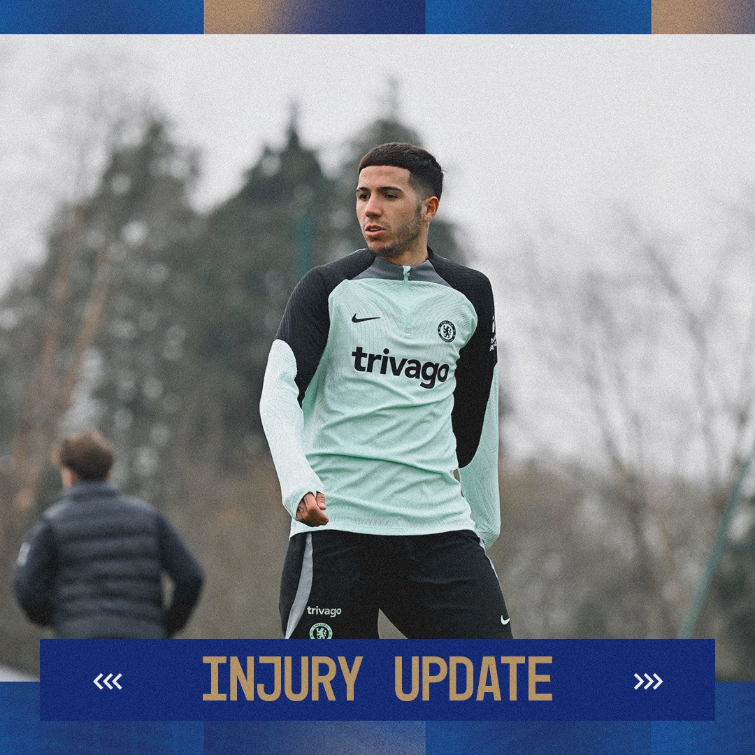 ChelseaFC's tweet photo. Enzo has returned to full training ahead of our visit to Wembley tomorrow. 

All the latest team news. 🗞️👇